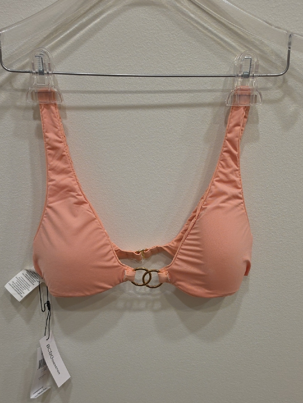 BCBGeneration Peach Double-Ring Bikini Top